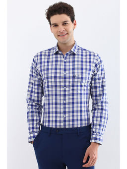 Allen Solly - Men Blue Slim Fit Check Full Sleeves Formal Shirt