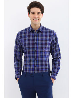 Allen Solly - Men Navy Slim Fit Check Full Sleeves Formal Shirt