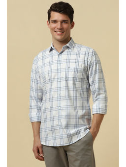 Allen Solly - Men White Slim Fit Check Full Sleeves Casual Shirts