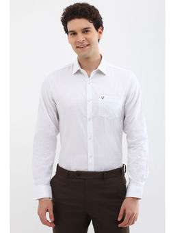 Allen Solly - Men White Slim Fit Print Full Sleeves Formal Shirt