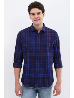 Allen Solly - Men Blue Slim Fit Check Full Sleeves Casual Shirts