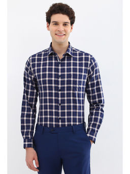 Allen Solly - Men Navy Slim Fit Check Full Sleeves Formal Shirt