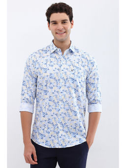 Allen Solly - Men White Slim Fit Print Full Sleeves Casual Shirts