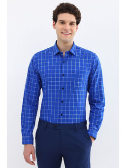 Allen Solly - Men Blue Slim Fit Check Full Sleeves Formal Shirt