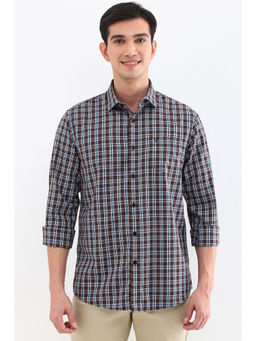 Allen Solly - Men Brown Slim Fit Check Full Sleeves Casual Shirts