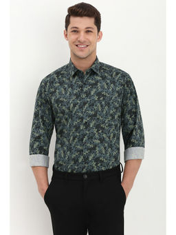 Allen Solly - Men Green Slim Fit Print Full Sleeves Formal Shirt