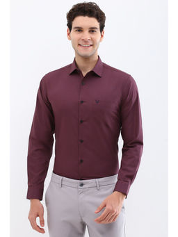 Allen Solly - Men Maroon Slim Fit Solid Full Sleeves Formal Shirt