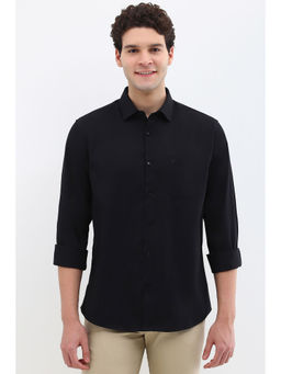 Allen Solly - Men Black Slim Fit Solid Full Sleeves Casual Shirts