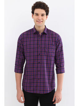Allen Solly - Men Purple Slim Fit Check Full Sleeves Casual Shirts