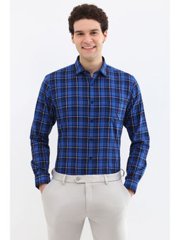 Allen Solly - Men Navy Slim Fit Check Full Sleeves Formal Shirt