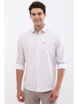 Allen Solly - Men White Slim Fit Print Full Sleeves Casual Shirts