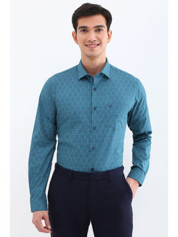 Allen Solly - Men Blue Slim Fit Print Full Sleeves Formal Shirt