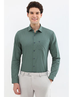 Allen Solly - Men Green Slim Fit Print Full Sleeves Formal Shirt