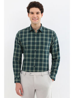 Allen Solly - Men Green Slim Fit Check Full Sleeves Formal Shirt