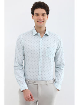 Allen Solly - Men Light Blue Slim Fit Print Full Sleeves Formal Shirt