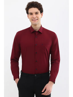 Allen Solly - Men Maroon Slim Fit Solid Full Sleeves Formal Shirt