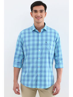 Allen Solly - Men Blue Slim Fit Check Full Sleeves Casual Shirts