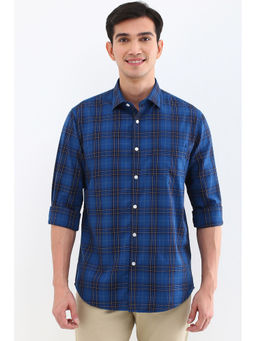 Allen Solly - Men Blue Slim Fit Check Full Sleeves Casual Shirts