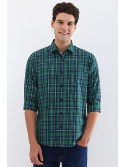 Allen Solly - Men Green Slim Fit Check Full Sleeves Casual Shirts