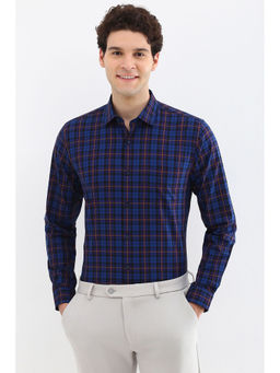 Allen Solly - Men Navy Slim Fit Check Full Sleeves Formal Shirt