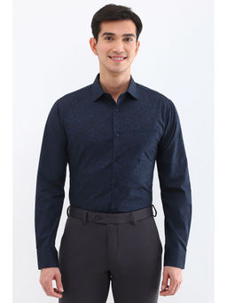 Allen Solly - Men Navy Slim Fit Print Full Sleeves Formal Shirt
