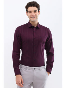 Allen Solly - Men Purple Slim Fit Stripe Full Sleeves Formal Shirt