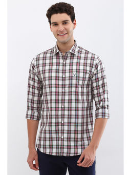 Allen Solly - Men White Slim Fit Check Full Sleeves Casual Shirts