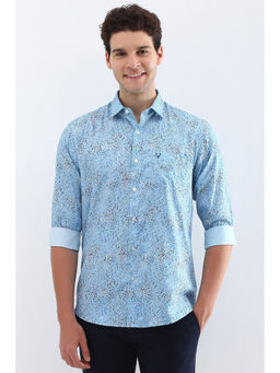 Allen Solly - Men Blue Slim Fit Print Full Sleeves Casual Shirts
