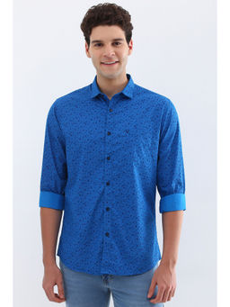 Allen Solly - Men Blue Slim Fit Print Full Sleeves Casual Shirts