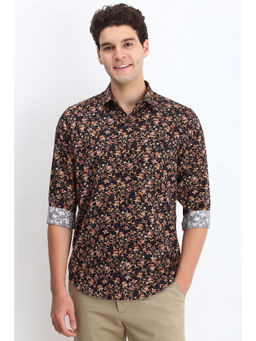 Allen Solly - Men Brown Slim Fit Print Full Sleeves Casual Shirts