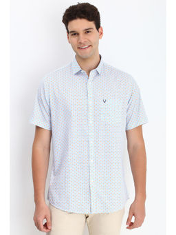 Allen Solly - Men Light Blue Slim Fit Print Half Sleeves Casual Shirts