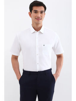 Allen Solly - Men White Slim Fit Solid Half Sleeves Formal Shirt