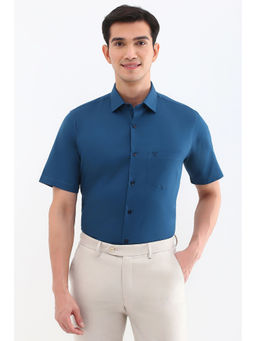 Allen Solly - Men Blue Slim Fit Solid Half Sleeves Formal Shirt