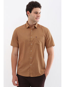 Allen Solly - Men Brown Slim Fit Print Half Sleeves Casual Shirts