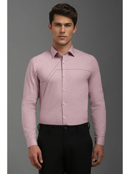 Louis Philippe - Men Pink Super Slim Fit Patterned Full Sleeves Casual Shirt