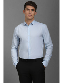 Louis Philippe - Men Blue Super Slim Fit Solid Full Sleeves Casual Shirt