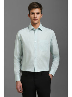 Louis Philippe - Men Green Classic Fit Stripe Full Sleeves Formal Shirt