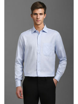 Louis Philippe - Men Blue Classic Fit Print Full Sleeves Formal Shirt