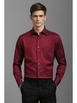 Louis Philippe - Men Red Classic Fit Print Full Sleeves Formal Shirt
