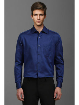Louis Philippe - Men Navy Classic Fit Print Full Sleeves Formal Shirt