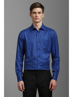 Louis Philippe - Men Blue Classic Fit Print Full Sleeves Formal Shirt