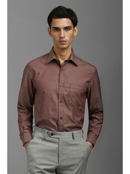 Louis Philippe - Men Mauve Classic Fit Print Full Sleeves Formal Shirt