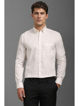 Louis Philippe - Men Beige Classic Fit Solid Full Sleeves Formal Shirt