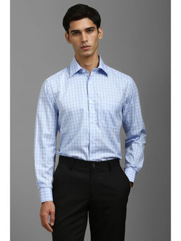 Louis Philippe - Men Light Blue Classic Fit Check Full Sleeves Formal Shirt