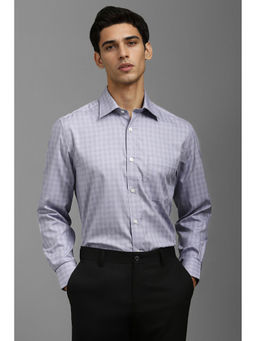 Louis Philippe - Men Grey Regular Fit Check Full Sleeves Formal Shirt