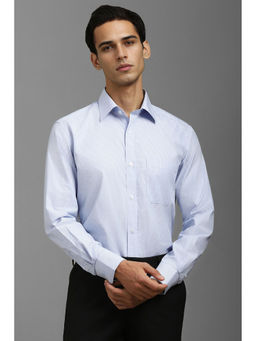 Louis Philippe - Men Light Blue Classic Fit Print Full Sleeves Formal Shirt