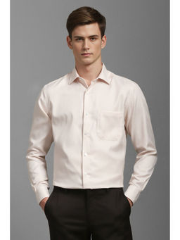 Louis Philippe - Men Beige Classic Fit Stripe Full Sleeves Formal Shirt