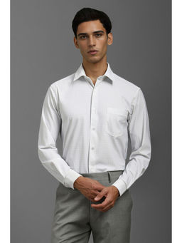 Louis Philippe - Men White Slim Fit Check Full Sleeves Formal Shirt