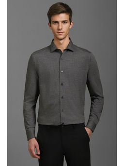 Louis Philippe - Men Grey Slim Fit Print Full Sleeves Formal Shirt