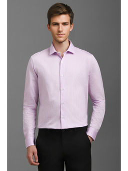 Louis Philippe - Men Lilac Slim Fit Check Full Sleeves Formal Shirt